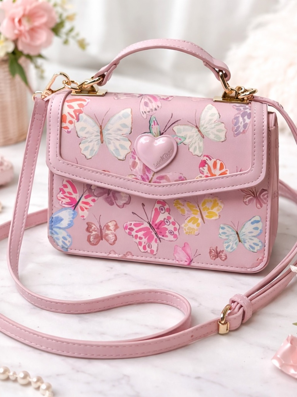 Betsey Johnson Pink Butterfly Crossbody Purse NWT Coquette Y2K Bag